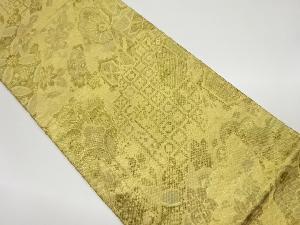 リサイクル　華紋に草花・抽象模様織出し袋帯